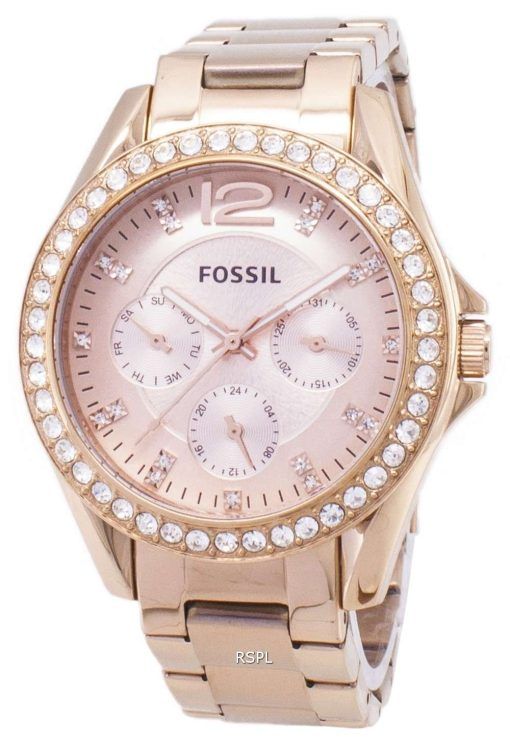 Fossil Riley Multifunction Crystal Rose Gold ES2811 Womens Watch