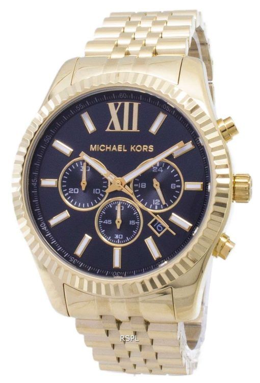 Michael Kors Lexington Chronograph Black Dial Gold-tone MK8286 Mens Watch