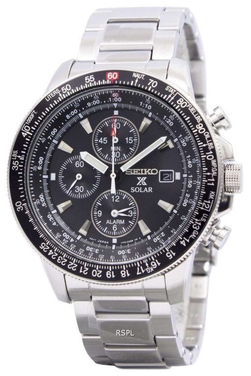 Seiko Pilots Solar Alarm Chronograph Flightmaster SSC009P1 Mens Watch