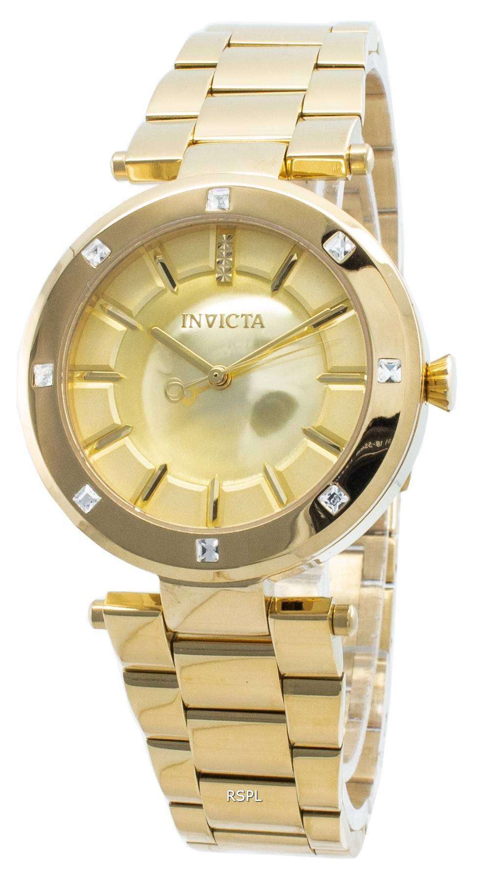 invicta gold watch with diamonds