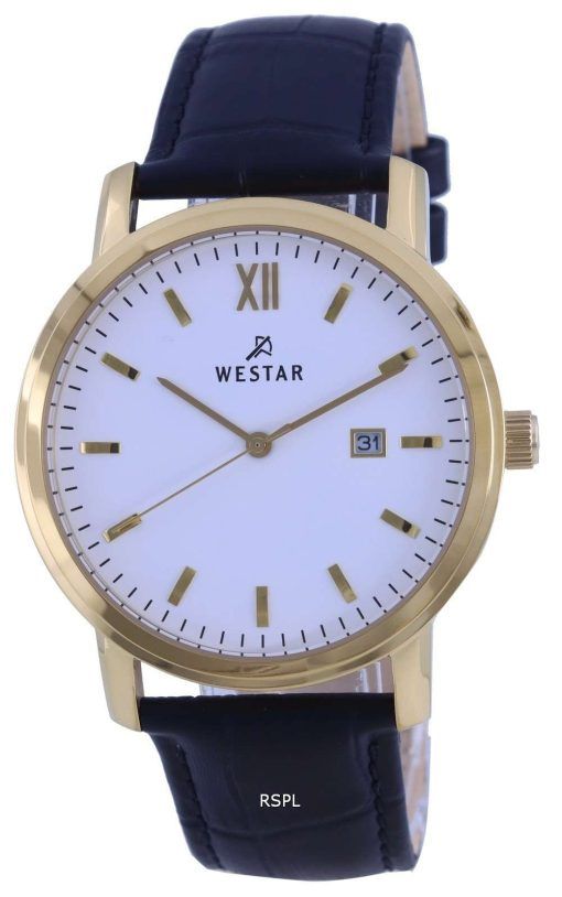 Westar White Dial Gold Tone Stainless Steel Quartz 50244 GPN 101 Mens Watch