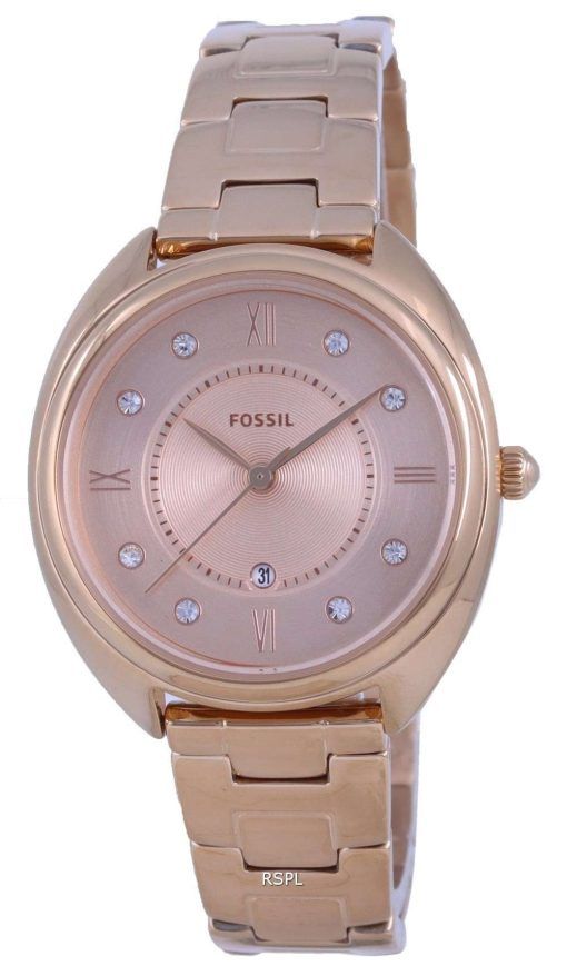 Fossil Gabby Crystal Accents Rose Gold Tone Stainless Steel Quartz ES5070 Womens Watch