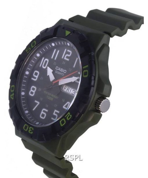 Casio Analog Army Green Resin Band Quartz MRW-210H-3A MRW210H-3 100M Mens Watch