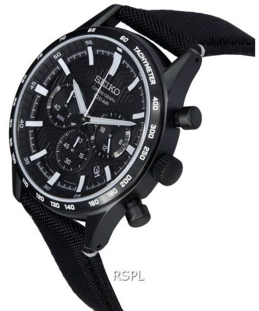 Seiko Urban Sports Chronograph Nylon Strap Black Dial Quartz SSB417 SSB417P1 SSB417P 100M Men's Watch