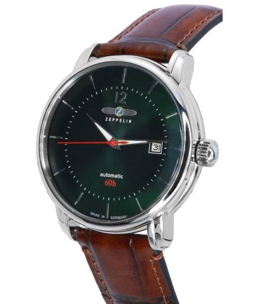 Zeppelin LZ 120 Bodensee Leather Strap Dark Green Dial Automatic 81604 Men's Watch