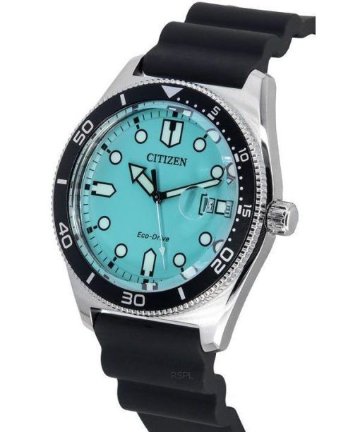 Citizen Eco-Drive Rubber Strap Turquoise Dial AW1760-14X 100M Men's Watch