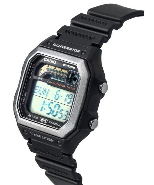 Casio Standard Digital Black Resin Strap Quartz WS-1600H-1A 100M Men's Watch