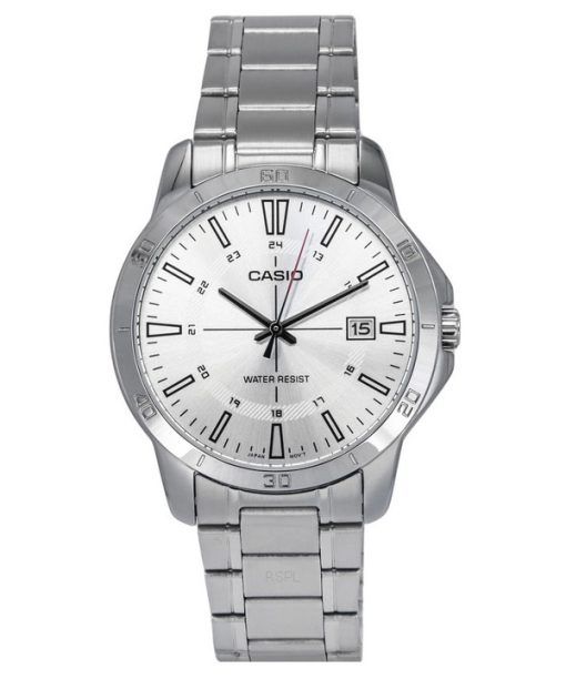 Casio Standard Analog Stainless Steel Silver Dial Quartz MTP-V004D-7C Mens Watch