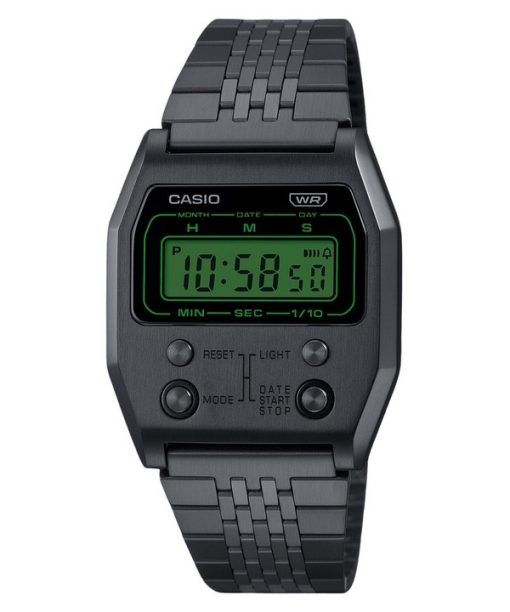 Casio Vintage Digital Black Ion Plated Stainless Steel Quartz A1100B-1 Unisex Watch