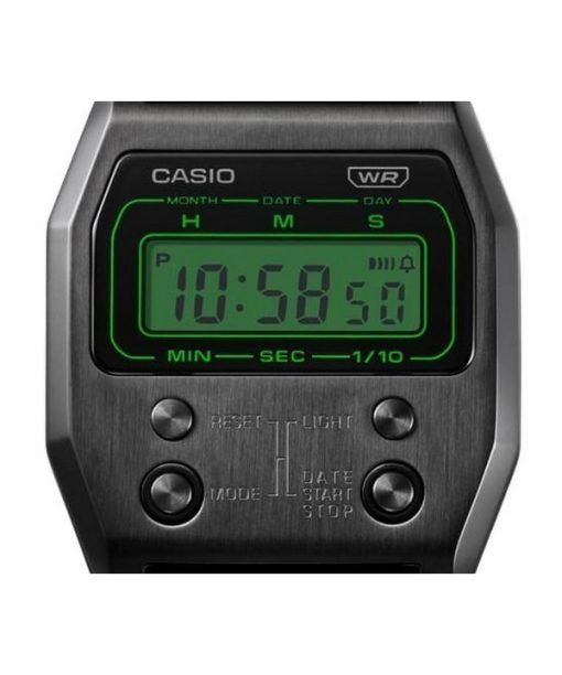 Casio Vintage Digital Black Ion Plated Stainless Steel Quartz A1100B-1 Unisex Watch