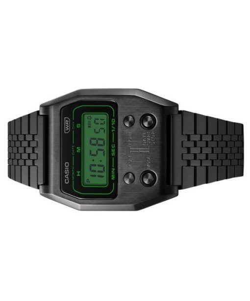 Casio Vintage Digital Black Ion Plated Stainless Steel Quartz A1100B-1 Unisex Watch