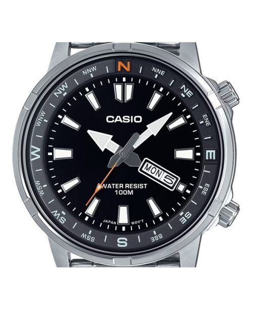 Casio Standard Analog Stainless Steel Black Dial Quartz MTD-130D-1A4V 100M Men's Watch