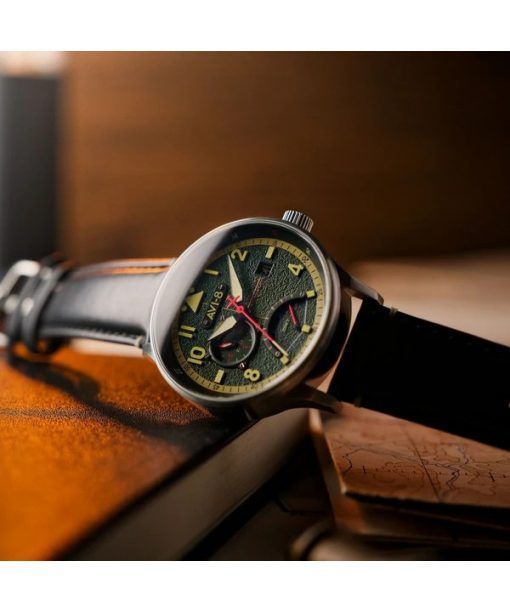 AVI-8 Hawker Hurricane Mckellar Dual Time Gothic Green Dial Quartz AV-4101-0A Mens Watch With Extra Strap