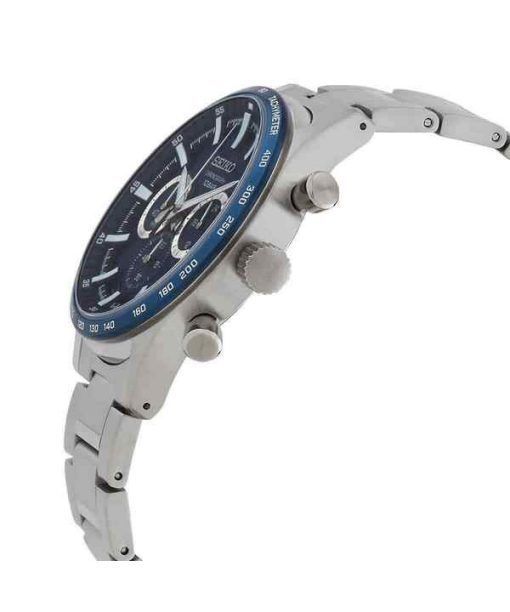 Seiko Sports Chronograph Stainless Steel Blue Dial Quartz SSB445P1 100M Men's Watch