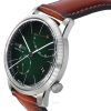 Zeppelin Watches Flatline Brown Leather Strap Dark Green Dial Automatic 83664 Men's Watch