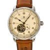 Zeppelin Watches Mediterranee Leather Strap Open Heart Beige Dial Automatic 96665 Men's Watch