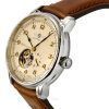 Zeppelin Watches Mediterranee Leather Strap Open Heart Beige Dial Automatic 96665 Men's Watch