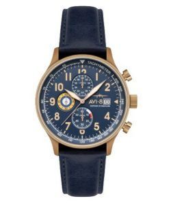 AVI-8 Hawker Hurricane Classic Chronograph Regent Blue Leather Strap Blue Dial Quartz AV-4011-0Q Men's Watch