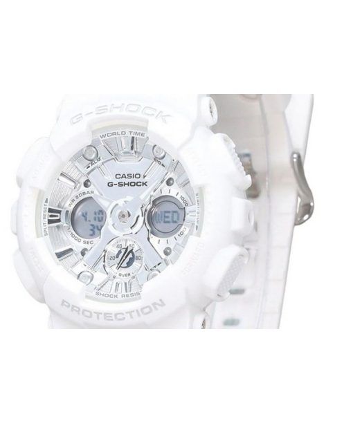 Casio G-Shock Analog Digital Bio Based White Resin Strap Silver Dial Quartz GMA-S120VA-7A 200M Women's Watch