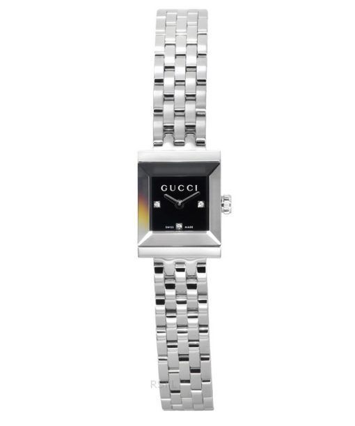 Gucci G-Frame Diamond Accents Stainless Steel Black Dial Quartz YA128507 Women's Watch