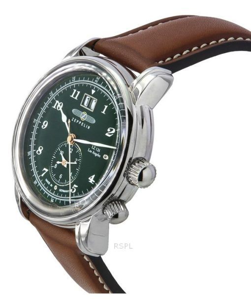 Zeppelin LZ126 Los Angeles Brown Leather Strap Green Dial Quartz 86444 Men's Watch