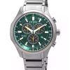 Citizen Eco-Drive Super Titanium Chronograph Green Dial AT2530-85X 100M Men's Watch