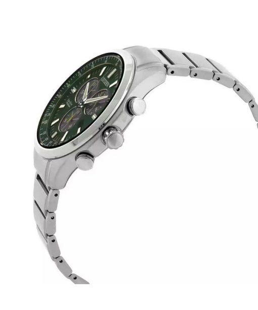 Citizen Eco-Drive Super Titanium Chronograph Green Dial AT2530-85X 100M Men's Watch