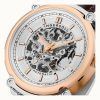 Ingersoll The Michigan Brown Leather Strap White Skeleton Dial Automatic I13302 Men's Watch