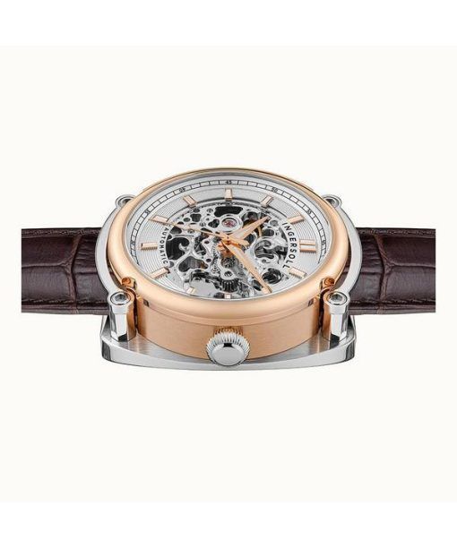 Ingersoll The Michigan Brown Leather Strap White Skeleton Dial Automatic I13302 Men's Watch