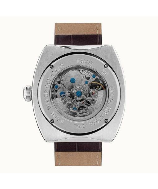 Ingersoll The Michigan Brown Leather Strap White Skeleton Dial Automatic I13302 Men's Watch