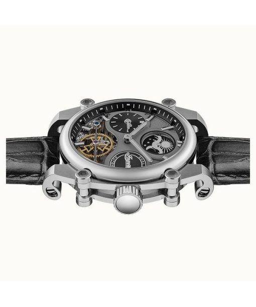 Ingersoll The Varsity Sun And Moon Phase Leather Strap Skeleton Grey Dial Automatic I15402 Men's Watch