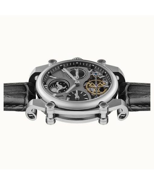 Ingersoll The Varsity Sun And Moon Phase Leather Strap Skeleton Grey Dial Automatic I15402 Men's Watch