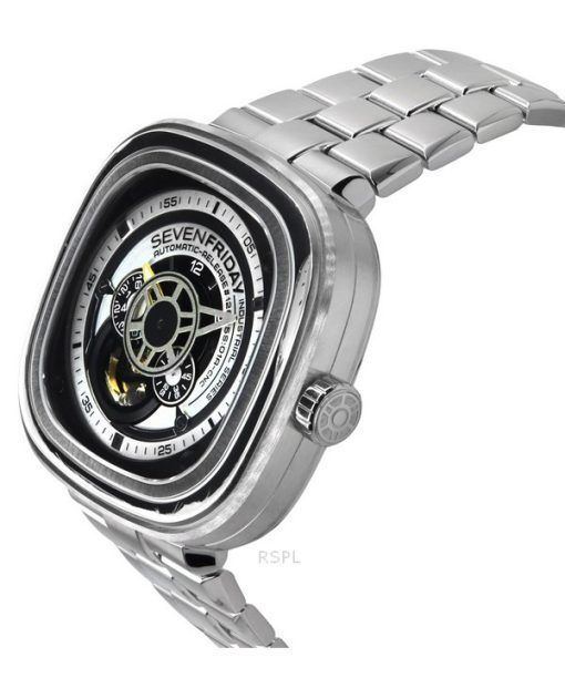 Sevenfriday P-Series NFC Black And White Open Heart Dial Automatic P1B/01M SF-P1B-01M Men's Watch