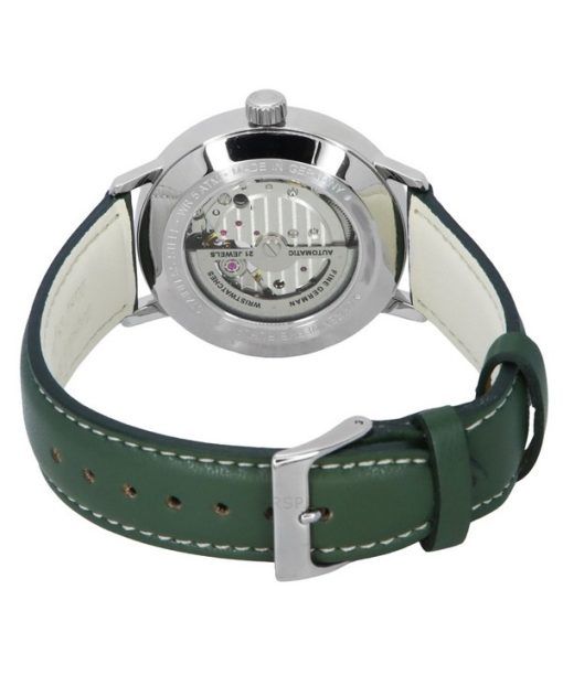 Zeppelin LZ129 Hindenburg Green Leather Strap Open Heart White Dial Automatic 80661N Men's Watch