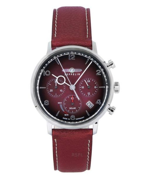 Zeppelin LZ129 Hindenburg Chronograph Vegan Leather Strap Red Dial Solar 80862N Men's Watch