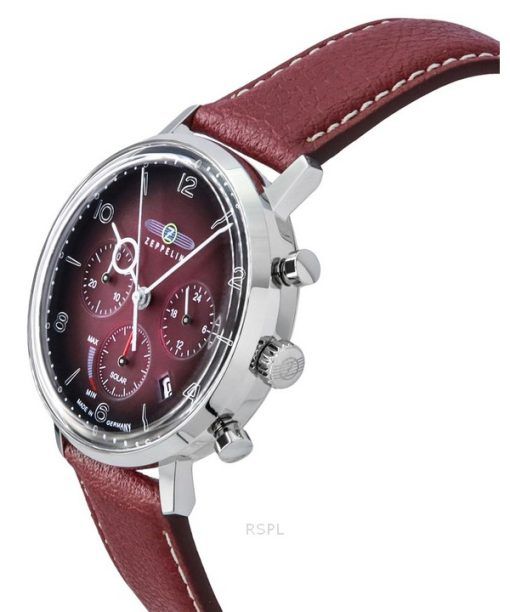 Zeppelin LZ129 Hindenburg Chronograph Vegan Leather Strap Red Dial Solar 80862N Men's Watch