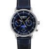 Zeppelin LZ14 Marine Moonphase Leather Strap Blue Dial Quartz 86353 Women's Watch