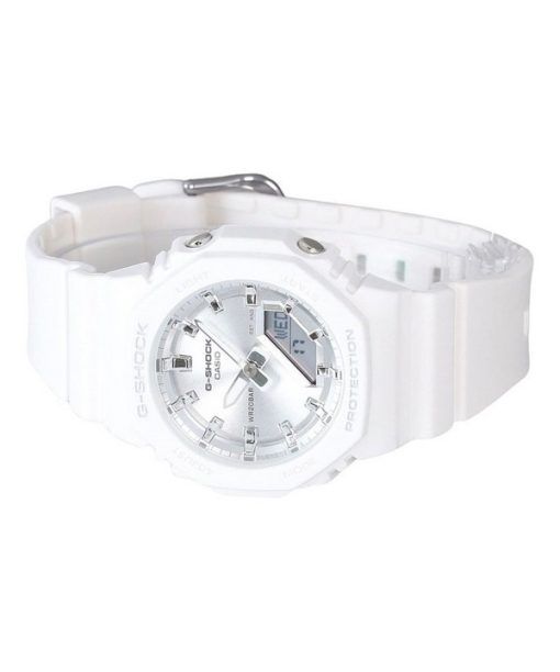 Casio G-Shock Analog Digital White Resin Bio Based Strap Silver Dial Quartz GMA-P2100VA-7A 200M Womens Watch