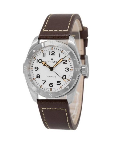 Hamilton Khaki Field Expedition Leather Strap White Dial Automatic H70225510 100M Men's Watch