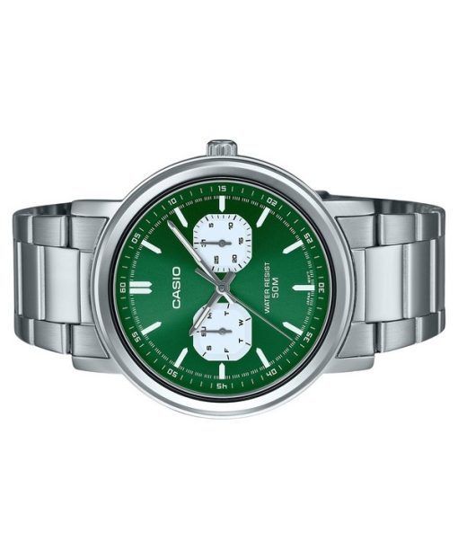 Casio Standard Analog Stainless Steel Green Dial Quartz MTP-E335D-3EV Men's Watch