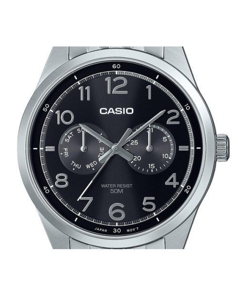 Casio Standard Analog Stainless Steel Black Dial Quartz MTP-E340D-1AV Men's Watch