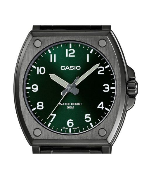 Casio Standard Analog Black Ion Plated Stainless Steel Green Dial Quartz MTP-E730B-3AV Men's Watch