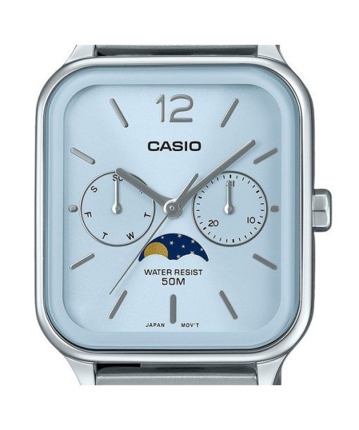 Casio Standard Analog Moon Phase Stainless Steel Baby Blue Dial Quartz MTP-M305D-2AV Men's Watch