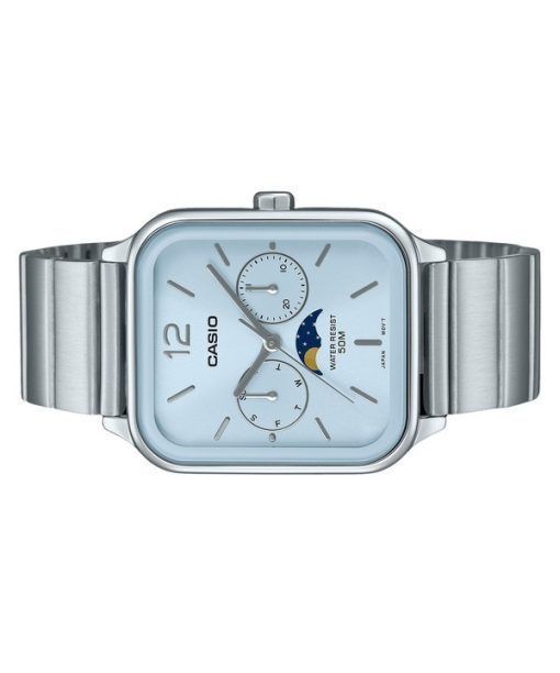 Casio Standard Analog Moon Phase Stainless Steel Baby Blue Dial Quartz MTP-M305D-2AV Men's Watch