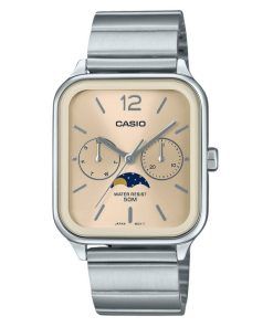 Casio Standard Analog Moon Phase Stainless Steel Champagne Dial Quartz MTP-M305D-9AV Men's Watch