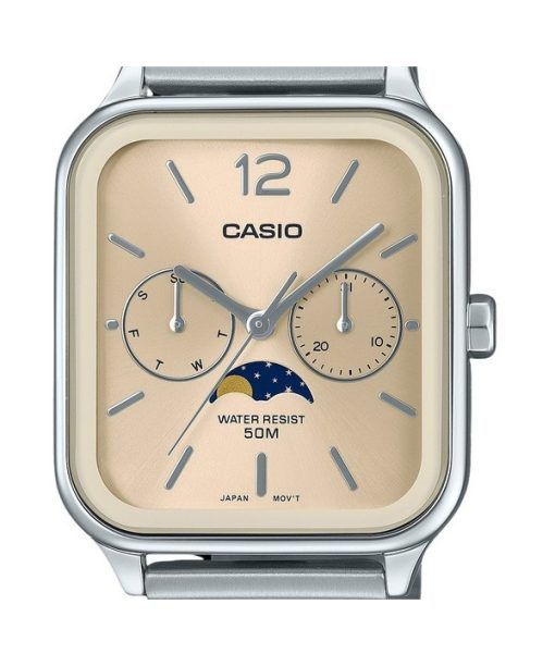 Casio Standard Analog Moon Phase Stainless Steel Champagne Dial Quartz MTP-M305D-9AV Men's Watch