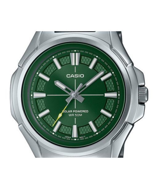 Casio Standard Analog Stainless Steel Green Dial Solar MTP-RS100D-3AV Men's Watch