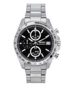 Seiko Spirit Chronograph Stainless Steel Black Dial Quartz SBTR005 100M Men's Watch