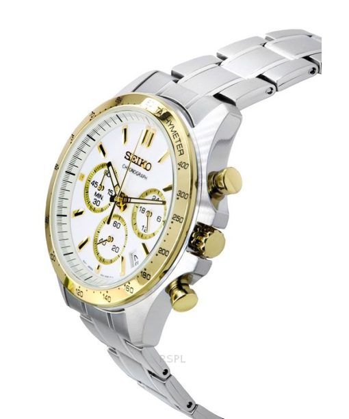 Seiko Spirit Chronograph Stainless Steel White Dial Quartz SBTR024 100M Men's Watch