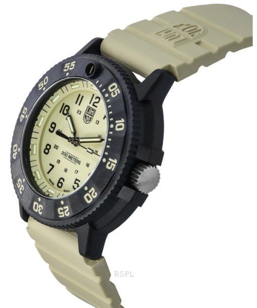 Luminox Original Navy Seal EVO Rubber Strap Beige Dial Quartz Diver's XS.3010.EVO.S 200M Men's Watch